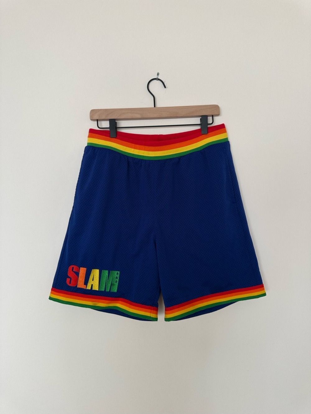 SLAM Magazine Mesh Basketball Shorts with Rainbow Trim Size M